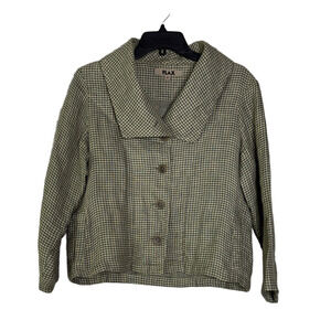 Flax Olive Checkered Button-Up Jacket